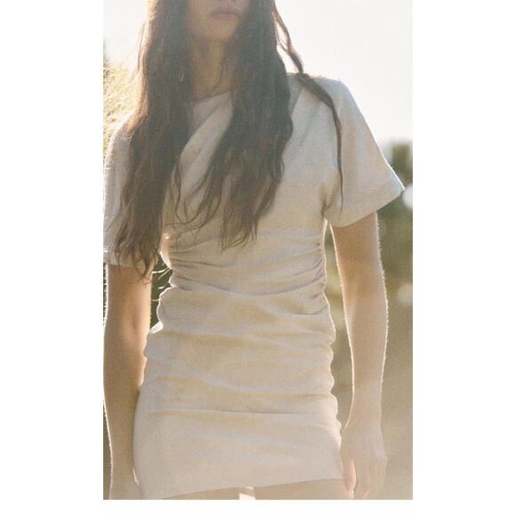 Zara Backless Twist Detail Linen Blend Dress Size Large NWT - Picture 1 of 7